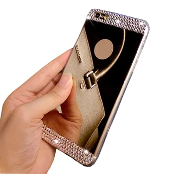 Luxusné Drahokamu Diamond Zrkadlo TPU Mäkký Gél Bling puzdro Pre iPhone 5 5 6 6 plus 7 7plus Zadný Kryt Prípade