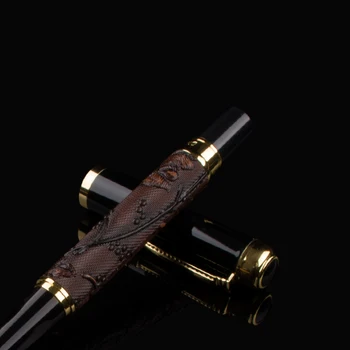 Luxusné perá Značky Ušľachtilý Zlaté 3d dragon klip z Nehrdzavejúcej Plniace Pero Hot Predaj Nib Darček Kvalitné atramentové perá kaligrafie
