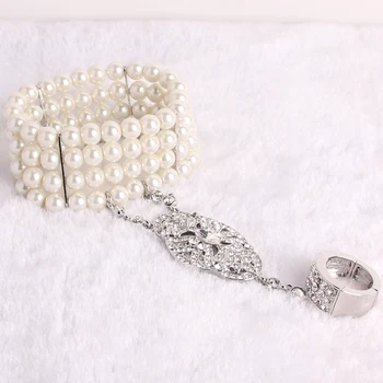 Luxusné Svadobné šperky populárne Bella Módy Veľký Gatsby náramok Svadobné Bridesmaid, náramok Úsek perlový Náramok, Nastavený pre Wo