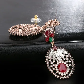 Luxusné Veľké Náušnice Pre Ženy Dlhé Náušnice Turecký Šperky Dávnych Zlatá Farba Jedinečný Kryštál Strany Darček Príslušenstvo
