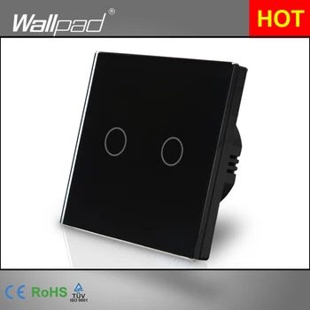 Luxusné Wallpad EÚ UK Štandard 110~220V LED Indikátor Čierna 2 Gang 1 Spôsob Dotyk Zapnutie/Vypnutie LED Osvetlenie Steny Prepnúť Panel