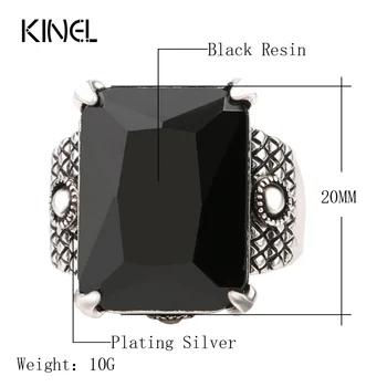 Luxusné Čierne pánske Prstene Striebornú Farbu a Jedinečnú Našťastie Vzor Punk Rock Krúžok Vintage Šperky, Módne Dary