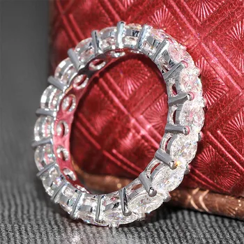 Luxusné šperky Značky 925 SILVER PRIPRAVIŤ NASTAVENIE PLNÝ AAAAA ZIRKÓN VEČNOSTI KAPELA ZAPOJENIE SVADOBNÉ Kamenné Kruhy Veľkosti 5,6,7,8,9,10