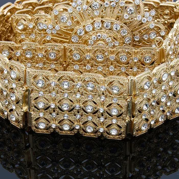 Luxusné Ženy Kvet Drahokamu Brucho Reťaze Nastaviť Dĺžku Zlata-Farebná Pás Reťazca Turecká Svadba Crystal Pás Módne Šperky
