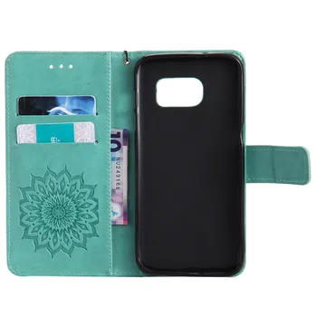 Luxusný 3D Sun Flower Peňaženka Kožená Kožené puzdro Flip Pre Samsung Galaxy S3 Mini S4 S5 S6 Mini Okraji Plus S7 Okraji S8 Plus Kryt