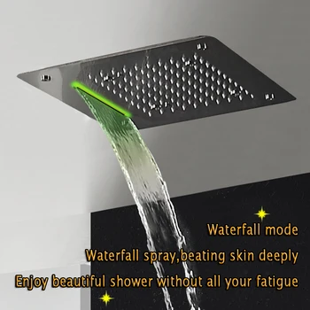 Luxusný Sprchovací Hlavu LED Stropné Námestie 400x400 SUS304 Nehrdzavejúcej Kúpeľňa Produktov Príslušenstvo Vodopád Dážď, Hmlu, Režijné Sprcha