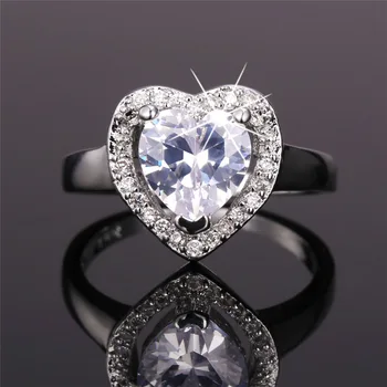 Luxusný Svadobný Prsteň Cubic Zirconia Srdce Šperky Valentína Darček Zlatá Farba Crystal Krúžok Pre Ženy R1155