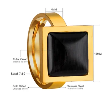 LUXUSTEEL Black Geometrie Opál z Nehrdzavejúcej Ocele Gold /Oceľ Farebné Krúžky Veľkoobchod Zásnubné Prstene Pre Ženy/Mužov Veľkosť 6-10