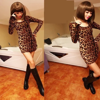 Lycra leopard backless sexy mini šaty party club šaty 2018 nové dlhý rukáv slim šaty vysokej kvality bodycon vestidos