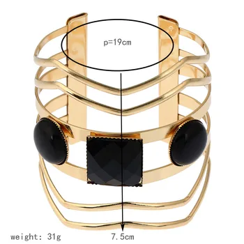 LZHLQ Geometrické Viacvrstvových Drôt Náramok Trendy Maxi Otvorené Živice Putá Náramok Pre Ženy 2017 Módnej Značky Príslušenstvo Šperky