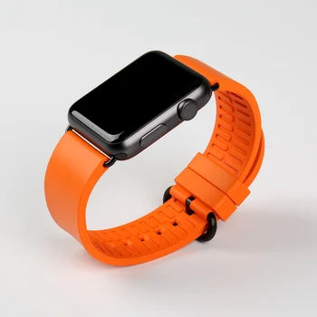 MAIKES Nové módne hnedé fluororubber gumy watchbands pre športové apple hodinkám 42mm 38mm série 1 a 2 iwatch náramok