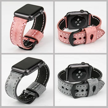 MAIKES Nový dizajn a módne čierne kožené watchband sledovať príslušenstvo pre apple hodinky remienok 38mm apple hodinky iwatch kapela 42mm