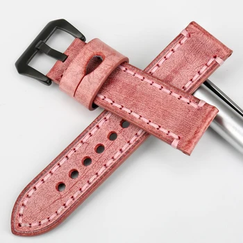 MAIKES Nový dizajn watchbands módne červené hodinky remienok 22 mm 24 mm vintage talianske kožené hodinky kapela sledovať príslušenstvo pre Fosílnych