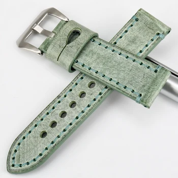 MAIKES príslušenstvo Hodinky 22 mm 24 mm watchbands módy zelené anglická uzda krava kožené hodinky kapela na hodinky Panerai popruh