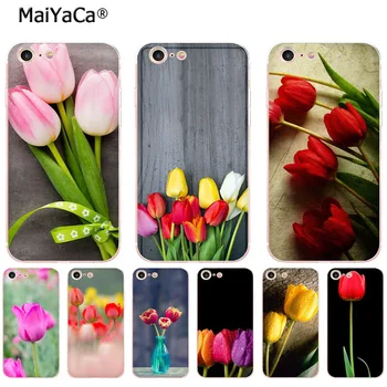 MaiYaCa ružová žltá red tulip kvety mäkké tpu telefón puzdro pre Apple iPhone 8 7 6 6 Plus X 5 5S SE 5C 4 4S prípade funda