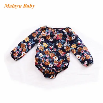 Malayu Bbay 2018 výbušné dojčatá kvetinový tkaná bavlna trojuholník hakama Európe a Spojených Štátoch dieťa dlhým rukávom kus oblek