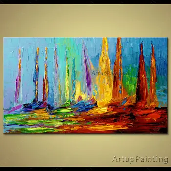 Maliarske plátno Akryl loď plaví abstraktné maľby nástenné art obrázok pre obývacia izba domova quadros caudros decoracion 02