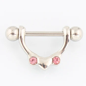 Maloobchodné 2 kusy/veľa Ružová drahokamu Bradavky krúžok Piercing šperkov 14G 316L chirurgickej ocele bar bez obsahu Niklu