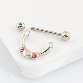 Maloobchodné 2 kusy/veľa Ružová drahokamu Bradavky krúžok Piercing šperkov 14G 316L chirurgickej ocele bar bez obsahu Niklu