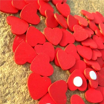 Malé Drevené Červené Srdce Nálepka pre Scrapbooking Carft Diy Karta, Manuál Príslušenstvo Svadobné oznámenia Mini Srdcia 200pcs/Veľa