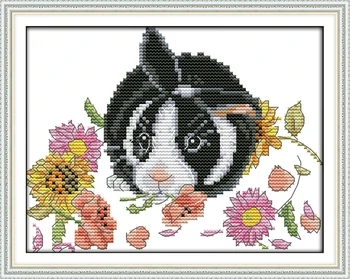 Malý králik v kvete počíta tlač na plátno vyšívanie, výšivky Cross Stitch súpravy Súpravy DMC11CT 14CT DMS dekor maľovanie