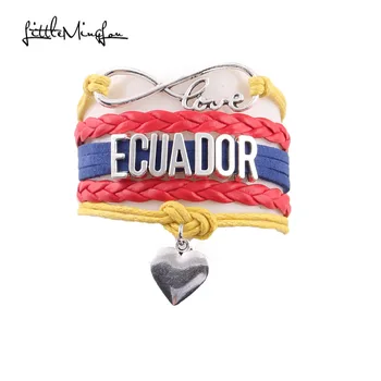 Malý MingLou Nekonečno lásky, Ekvádor srdce kúzlo Náramok kožený zábal mužov náramky & prívesky pre ženy šperky rodnom meste darček