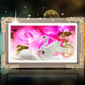 Malý obrázok rose labute lásky, svadobné dekorácie spálňa 5d diamond maľovanie cross stitch šplhať kolo diamond vyšívanie korálkami