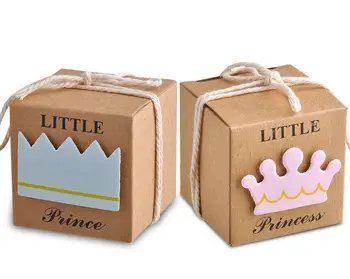 Malý Princ alebo Princesskraft papier Koruny Prospech Candy Boxy Baby Sprcha Krst Narodeniny Láskavosti Bonbonniere Darčekové Krabice