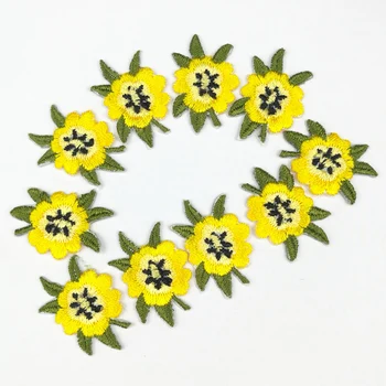 Malý Žltý Kvet, Listy Ručné Výšivky Žehlička Na Nášivka Patch Šiť Na Patch Plavidlá, Šitie, Opravy Vyšívané 10Pcs