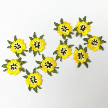 Malý Žltý Kvet, Listy Ručné Výšivky Žehlička Na Nášivka Patch Šiť Na Patch Plavidlá, Šitie, Opravy Vyšívané 10Pcs