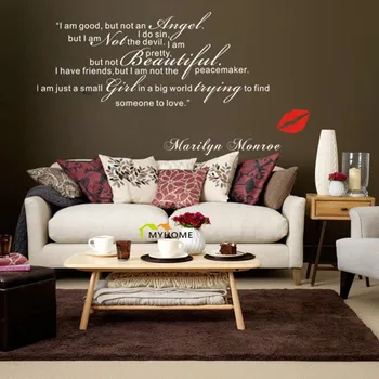 Marilyn Monroe Stenu Umenie Domov Obývacia Izba, Spálňa Dekoratívny Sladká Láska Citácie Samolepiek Na Stenu,
