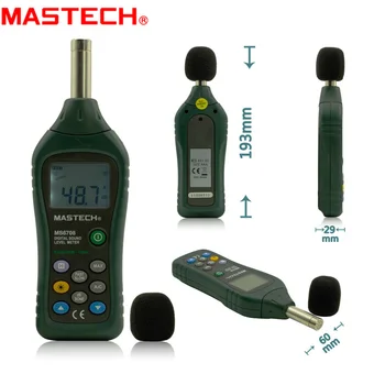 MASTECH MS6708 Prenosné Priemyselné Digitálne Zvukomer Decibel Tester 30~130dB Analógový Bar Displej Zadné Svetlo