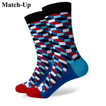 Match-Up Nové mužov farebné česanej bavlny ponožky VYPLNENÉ ZRAKOVÉHO PONOŽKA