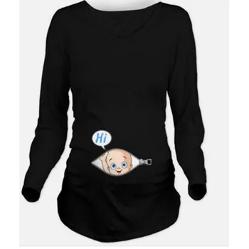 Materstva, Tehotenstva Oblečenie 2017 Dieťa Nohy Tlač Tee Top Materskej Dlhý Rukáv T shirt Ženy Zábavné Tehotné Ženy Tričká S-2XL