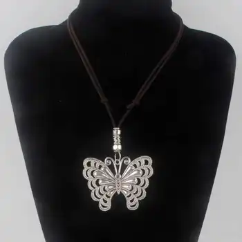 Maxi náhrdelník collier ženy šperky collares Vintage náhrdelník Motýľ Dragonfly prívesky Láska choker Ženy Kožený Náhrdelník