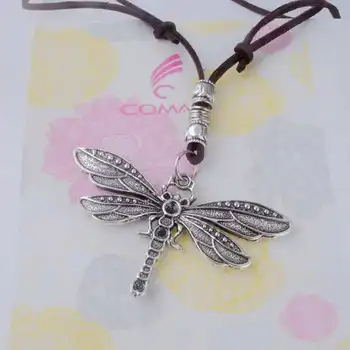 Maxi náhrdelník collier ženy šperky collares Vintage náhrdelník Motýľ Dragonfly prívesky Láska choker Ženy Kožený Náhrdelník