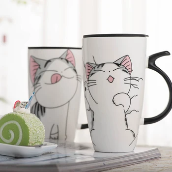 Mačka hrnček s krytom osobnosti veľkú kapacitu krásne keramické šálky office páry pohár pitnej pohár