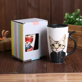 Mačka hrnček s krytom osobnosti veľkú kapacitu krásne keramické šálky office páry pohár pitnej pohár