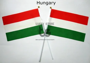 Maďarsko vlajky Zástavy doprava zadarmo Rukou máva Vlajkou 10pcs/set Národnej Vlajky Maďarskej 14*21 cm