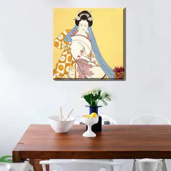 Maľovanie Geisha Kabuki Examinátor Japonsko Vytlačiť Plátno Klasické Japonské Kimono Žena Múr Umenia pre Domáce Dekorácie, umelecké Diela Najlepší Darček