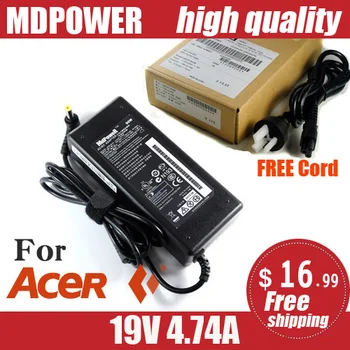 MDPOWER Pre ACER Aspire 7551G 7552G 7739Z notebook napájanie AC adaptér nabíjačka, kábel 19V 4.74 A