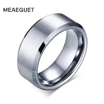 Meaeguet 8mm Široké Pevné Zlata-farebná Žiarovka Snubné Prstene Pre Mužov Šperky Vysokej Kvality Karbid Volfrámu Prstene Snubné prstene