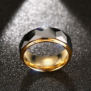 Meaeguet 8MM Široké Tvárou Rezané Geometrické Karbid Volfrámu snubný Prsteň Pre Mužov Šperky, Snubné prstene USA Veľkosť 7-12