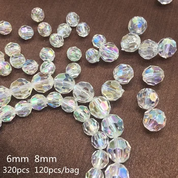 Meideheng AB Rainbow oddiel Korálky Akryl Transparentný Nevesta vlasy DIY Korálky Pre Šperky, Takže Ručné Remeslá Príslušenstvo 6, 8 mm