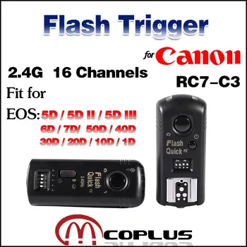 Meike MK-RC7 C3 16 Odborná Kanály Bezdrôtové Flash Trigger Vysielače pre Canon EOS 5D Mark II, III 6D 7D 10D 20 D 30 D 50D