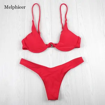 Melphieer Nový Dizajn Káblové Pad Plavky Micro Bikini Set Remeň Spodnej Plavky Pevné Plavky Plážové Biquini Maillot De Bain