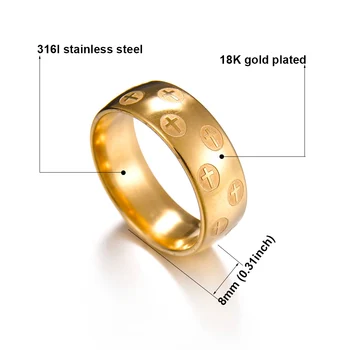 MeMolissa Šperky 316 Titánové Ocele Zlatá Farba kresťanské Kruhy ježiš kríž List 8mm svadobné kapela krúžok muži ženy