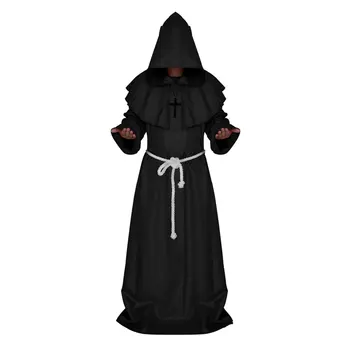 Mens Halloween Kostýmy Pre Dospelých Gotický Sprievodca Fantázie Cosplay Kostým Európskej Náboženské Kňaz Župan Jednotné Doprava Zadarmo