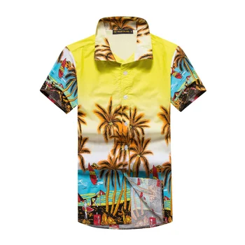 Mens Havajské Košele, Krátky Rukáv Tropical Palm Košele Mužov Lete camisa masculina Fantázie Pláži Košele Mužov Dovolenku Strany Oblečenie