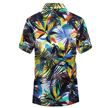 Mens Havajské Košele Muž Bežné camisa masculina Vytlačené Pláži Tričká Krátky Rukáv 2017 Nové Módne Značky Ázijské SizeM-5XL